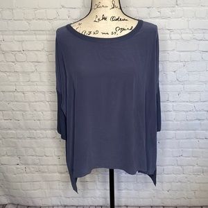Chaser Blue Hi-Low Hem Semi Bat Wing Sleeve Top NWT Sz S